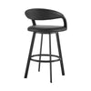 Monie Swivel Counter Stool Chair | Floating Back | Black Faux Leather