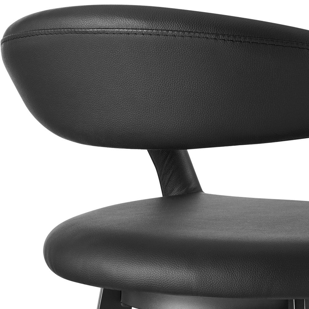 Monie Swivel Counter Stool Chair | Floating Back | Black Faux Leather