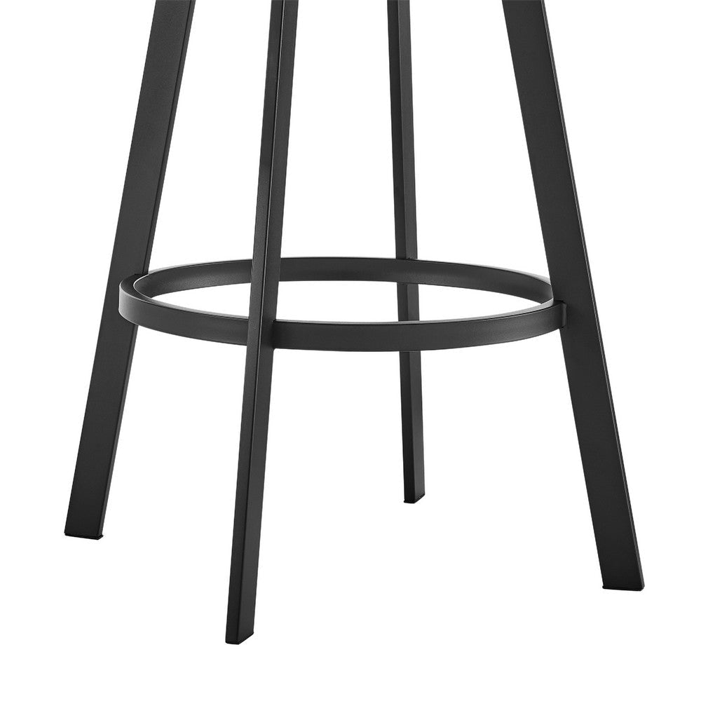 Monie Swivel Counter Stool Chair | Floating Back | Black Faux Leather