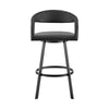 Monie Swivel Barstool Chair | Curved Floating Back | Black Faux Leather