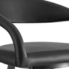 Monie Swivel Barstool Chair | Curved Floating Back | Black Faux Leather