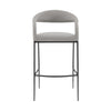 Monie Barstool Chair | Curved Floating Back | Light Gray Faux Leather
