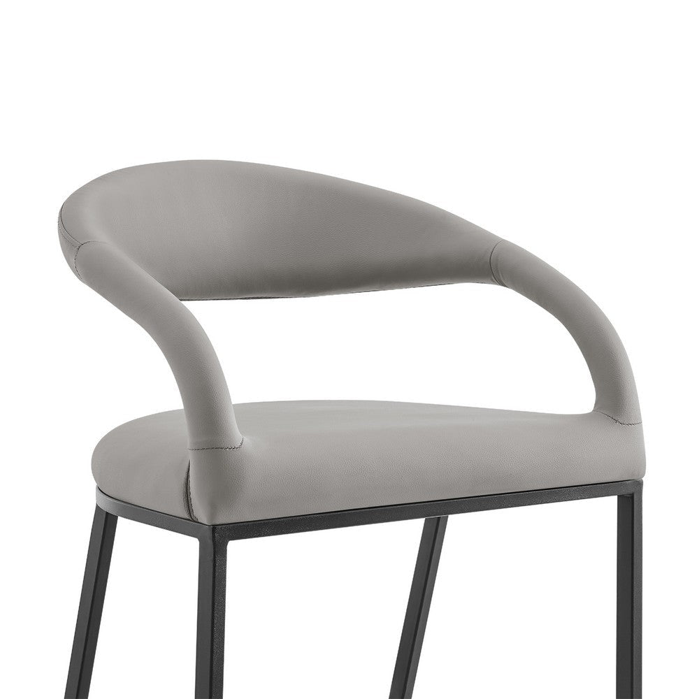 Monie Barstool Chair | Curved Floating Back | Light Gray Faux Leather