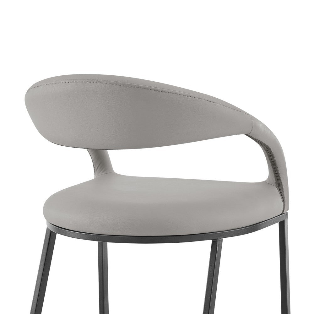 Monie Barstool Chair | Curved Floating Back | Light Gray Faux Leather