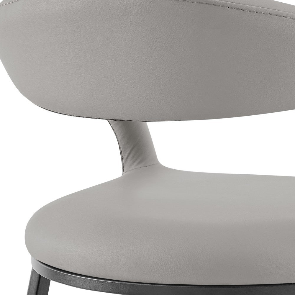 Monie Barstool Chair | Curved Floating Back | Light Gray Faux Leather