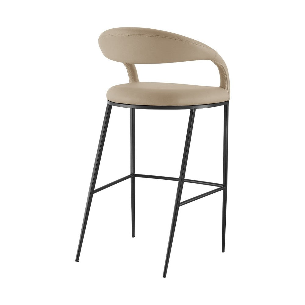 Monie Counter Stool Chair | Curved Floating Back | Beige Faux Leather
