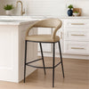 Monie Counter Stool Chair | Curved Floating Back | Beige Faux Leather