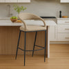 Monie Counter Stool Chair | Curved Floating Back | Beige Faux Leather