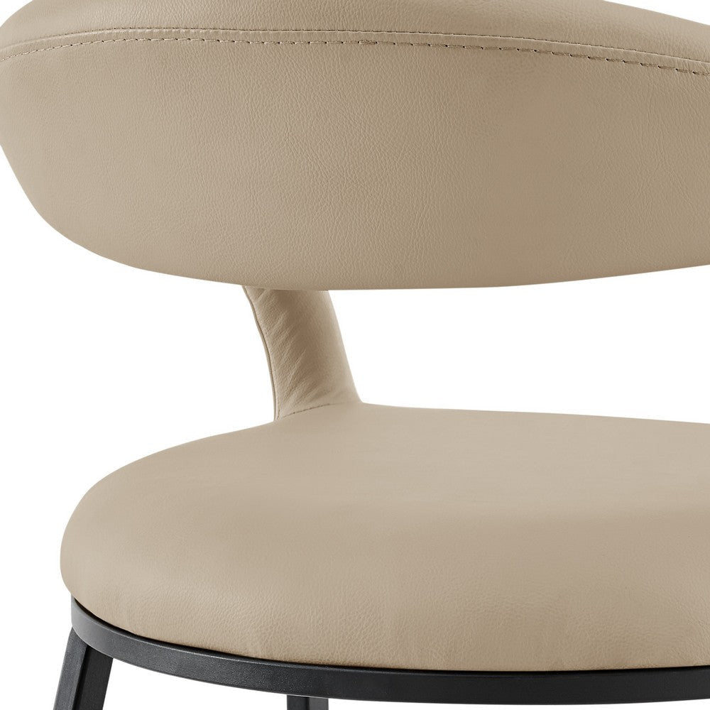 Monie Counter Stool Chair | Curved Floating Back | Beige Faux Leather