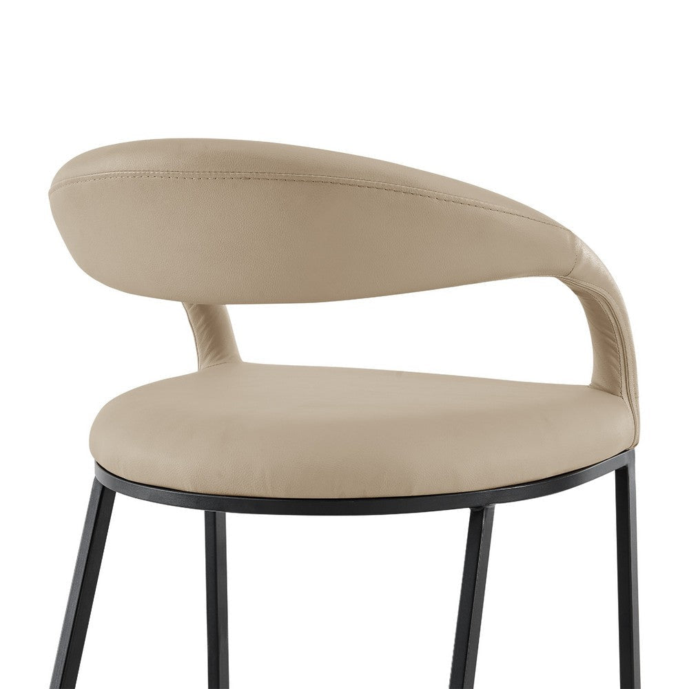 Monie Bar-Height Stool Chair | Curved Floating Back | Beige Faux Leather