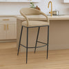 Monie Bar-Height Stool Chair | Curved Floating Back | Beige Faux Leather