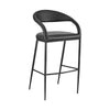Monie Counter Stool Chair | Curved Floating Back | Black Faux Leather