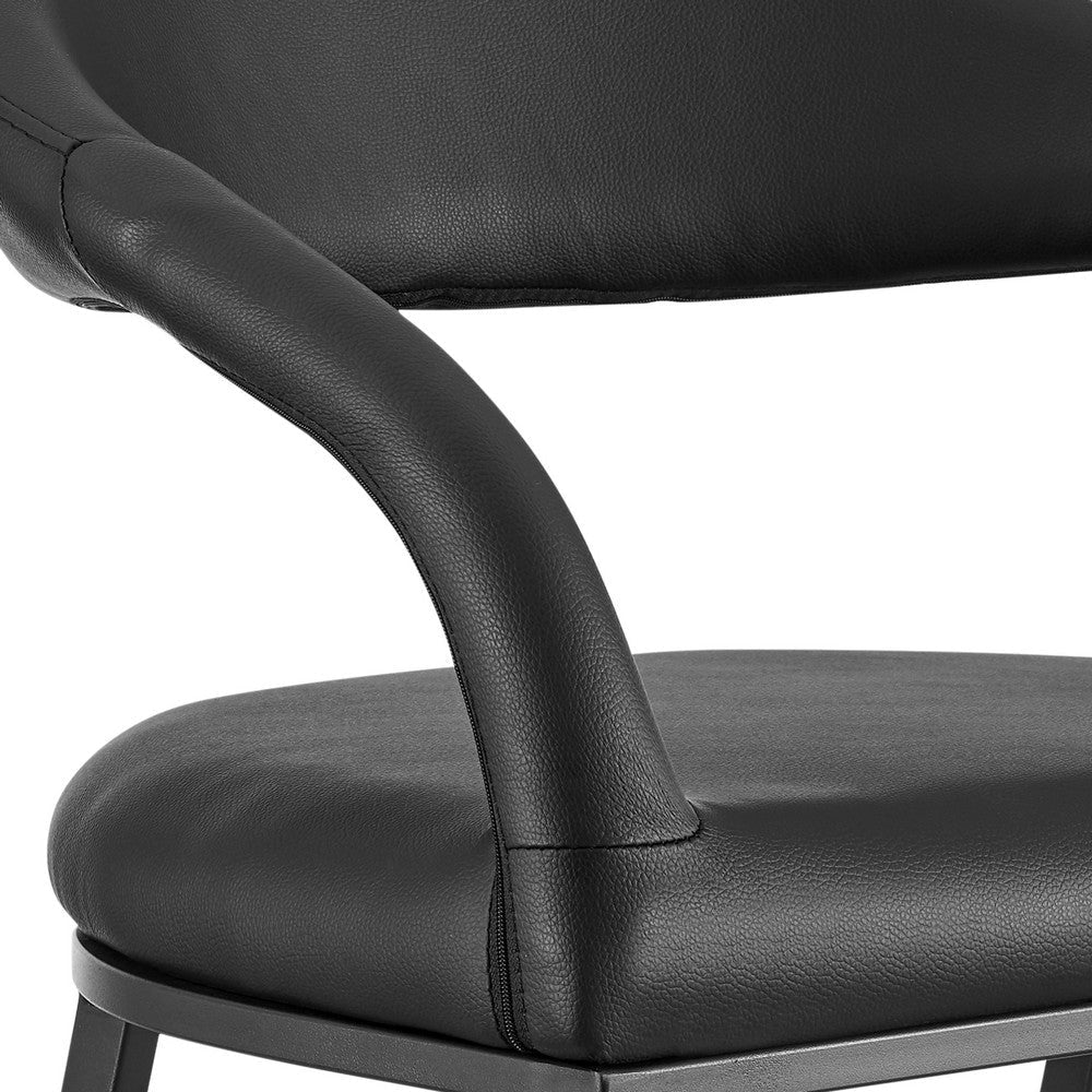 Monie Counter Stool Chair | Curved Floating Back | Black Faux Leather