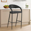 Monie Counter Stool Chair | Curved Floating Back | Black Faux Leather