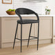Monie Counter Stool Chair | Curved Floating Back | Black Faux Leather