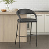 Monie Counter Stool Chair | Curved Floating Back | Black Faux Leather
