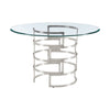 Rorry Dining Table | Silver Steel Stacked Base | 48’’ Glass Top BM339097