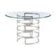 Rorry Dining Table | Silver Steel Stacked Base | 48’’ Glass Top BM339097