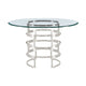 Rorry Dining Table | Silver Steel Stacked Base | 48’’ Glass Top BM339097
