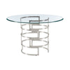 Rorry Dining Table | Silver Steel Stacked Base | 48’’ Glass Top BM339097
