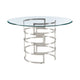 Rorry Dining Table | Silver Steel Stacked Base | 48’’ Glass Top BM339097