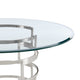 Rorry Dining Table | Silver Steel Stacked Base | 48’’ Glass Top BM339097