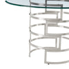 Rorry Dining Table | Silver Steel Stacked Base | 48’’ Glass Top BM339097