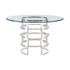 Rorry Dining Table | Silver Steel Stacked Base | 48" Glass Top