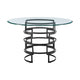 Rorry Dining Table | Architectural Base | Black Iron | 48" Glass Top