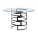 Rorry Dining Table | Architectural Base | Black Iron | 48’’ Glass Top BM339098