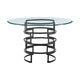 Rorry Dining Table | Architectural Base | Black Iron | 48’’ Glass Top BM339098