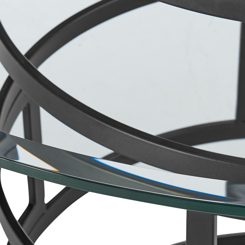 Rorry Dining Table | Architectural Base | Black Iron | 48’’ Glass Top BM339098