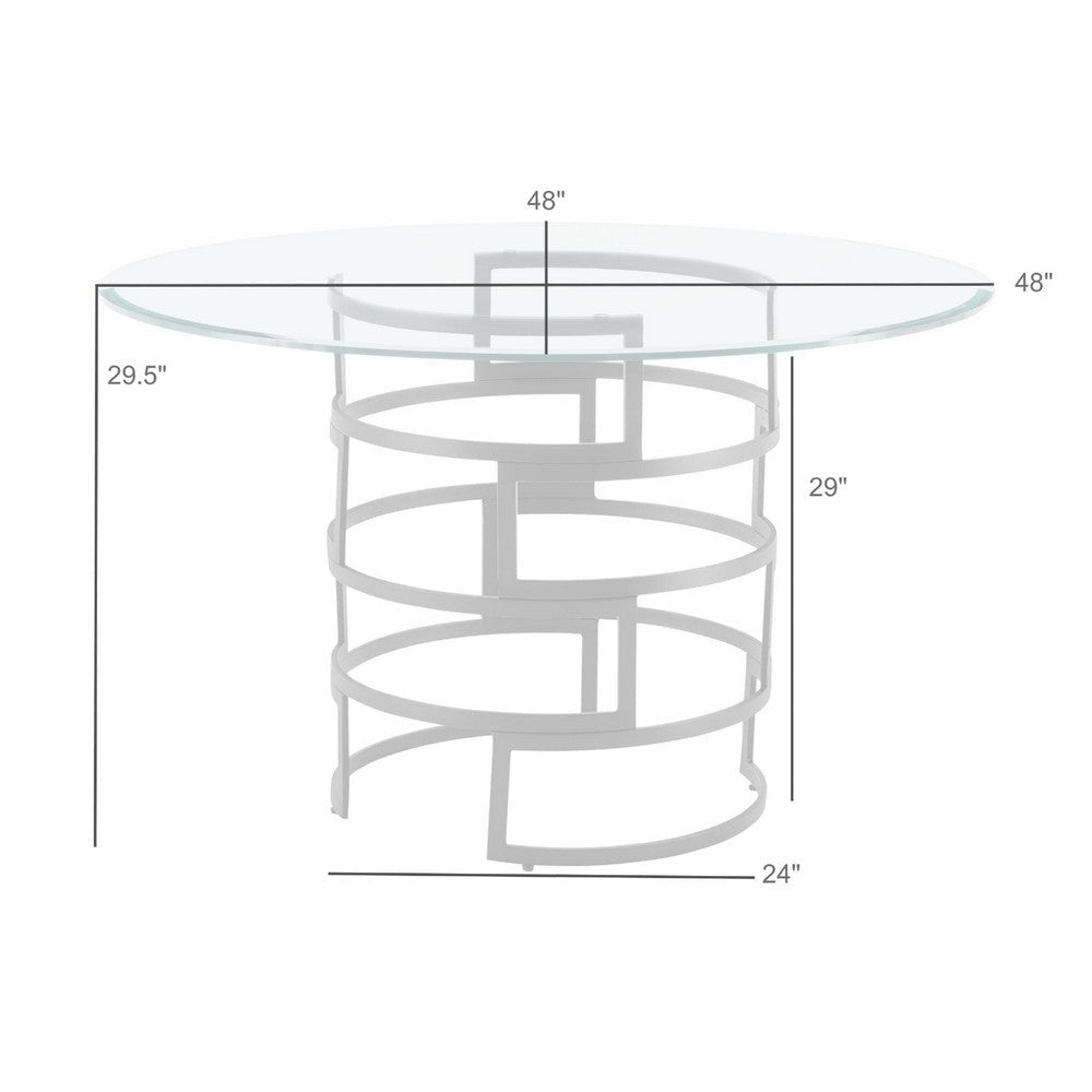 Rorry Dining Table | Architectural Base | Black Iron | 48’’ Glass Top BM339098