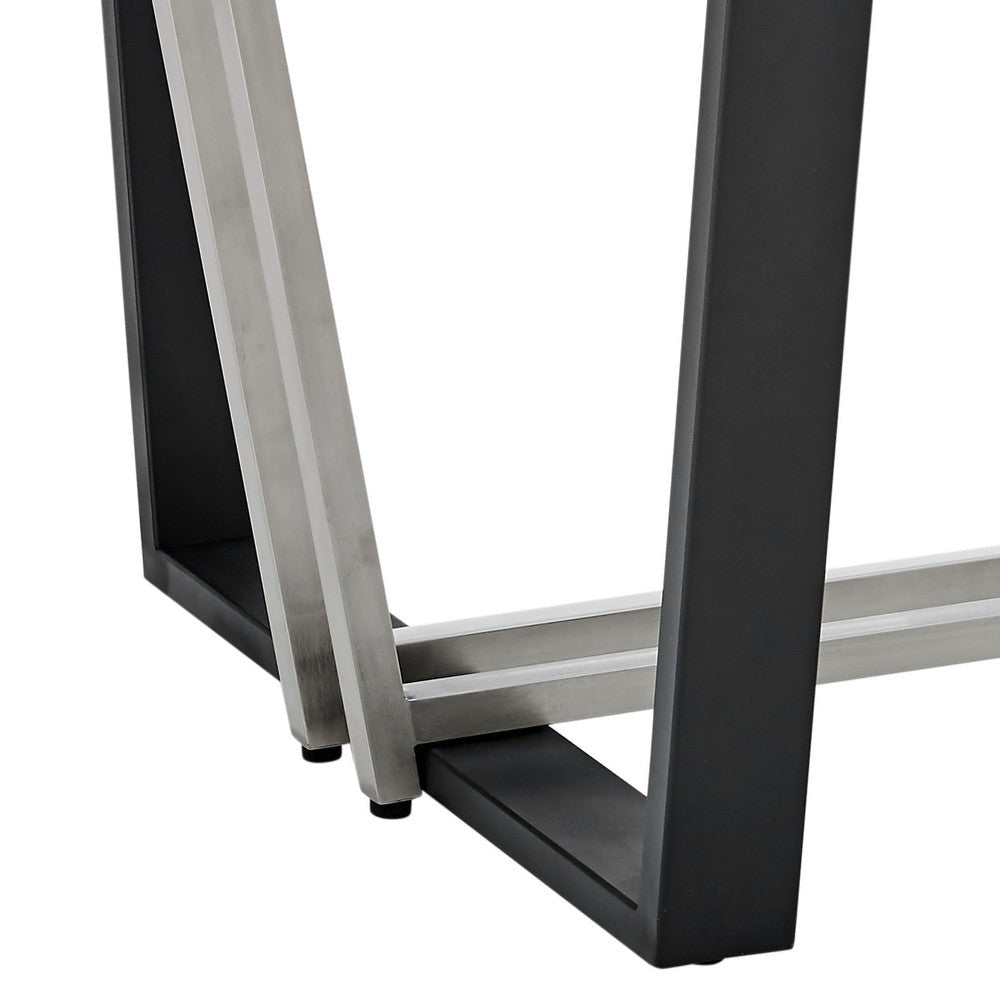 Danie Dining Table | 72’’ Glass Top | Silver Steel | Black Iron BM339099