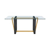 Danie Dining Table | 72’’ Glass Top | Angular Base | Gold | Black Iron BM339100