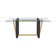 Danie Dining Table | 72’’ Glass Top | Angular Base | Gold | Black Iron BM339100