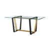 Danie Dining Table | 72’’ Glass Top | Angular Base | Gold | Black Iron BM339100