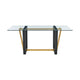 Danie Dining Table | 72’’ Glass Top | Angular Base | Gold | Black Iron BM339100