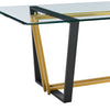 Danie Dining Table | 72’’ Glass Top | Angular Base | Gold | Black Iron BM339100