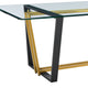 Danie Dining Table | 72’’ Glass Top | Angular Base | Gold | Black Iron BM339100