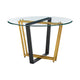 Sanaya Dining Table | 48’’ Glass Top | Gold Steel | Black Iron