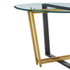 Sanaya Dining Table | 48’’ Glass Top | Gold Steel | Black Iron