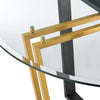 Sanaya Dining Table | 48’’ Glass Top | Gold Steel | Black Iron