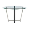Sanaya Dining Table | 48’’ Glass Top | Silver Steel | Black Iron