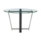 Sanaya Dining Table | 48’’ Glass Top | Silver Steel | Black Iron