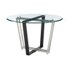 Sanaya Dining Table | 48’’ Glass Top | Silver Steel | Black Iron