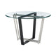 Sanaya Dining Table | 48’’ Glass Top | Silver Steel | Black Iron