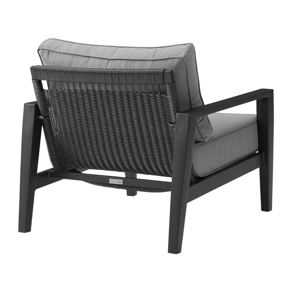 Lynn Outdoor Club Chair with Angled Legs | Black Metal | Dark Gray BM339106