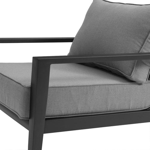 Lynn Outdoor Club Chair with Angled Legs | Black Metal | Dark Gray