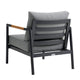 Razi Outdoor Club Chair with Teak Armrests | Black Metal | Dark Gray BM339109